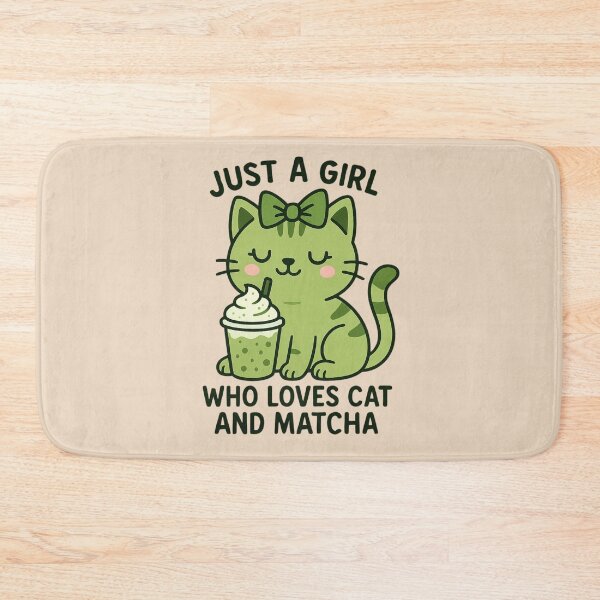 Item preview, Just a Girl Who Loves Cat and Matcha designed and sold by Prints-by-Olaf.