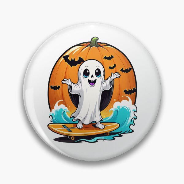 Item preview, Spooky Ghost Surfer Catching Waves | Halloween Surf Art designed and sold by RojoyDesigns.