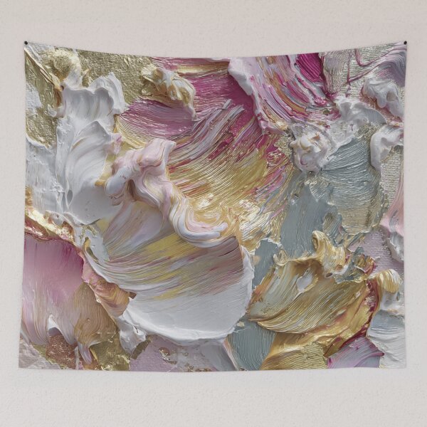 Item preview, Impasto Collection white yellow and gold leaf with pink and red  designed and sold by PrincessaCharms.