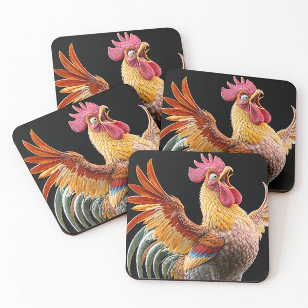 Item preview, Goofy Colorful Rooster Crowing at Sunrise  designed and sold by AspisArtworks.