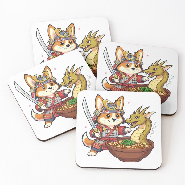 Item preview, Samurai Corgi & Ramen Dragon — Kawaii Japanese Warrior Food Art designed and sold by RojoyDesigns.