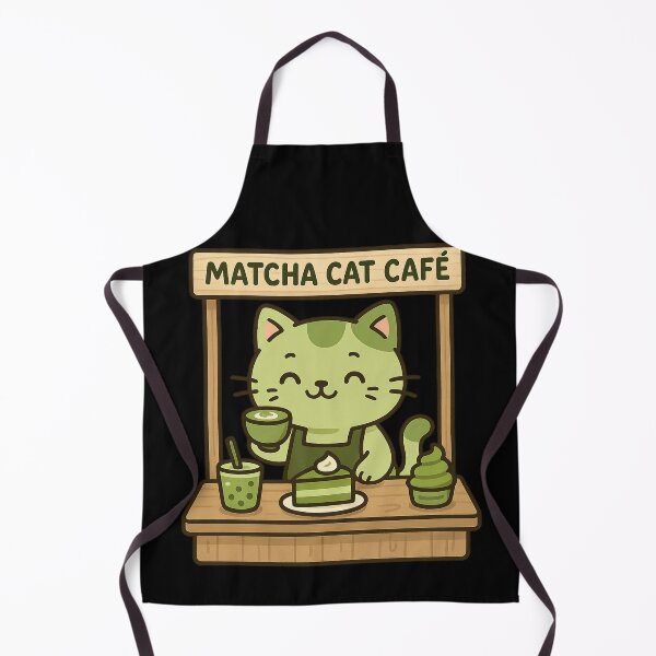 Item preview, Kawaii Cat Matcha Cafe designed and sold by Prints-by-Olaf.