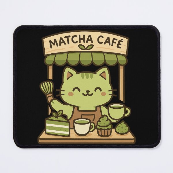 Item preview, Kawaii Cat Matcha Cafe designed and sold by Prints-by-Olaf.