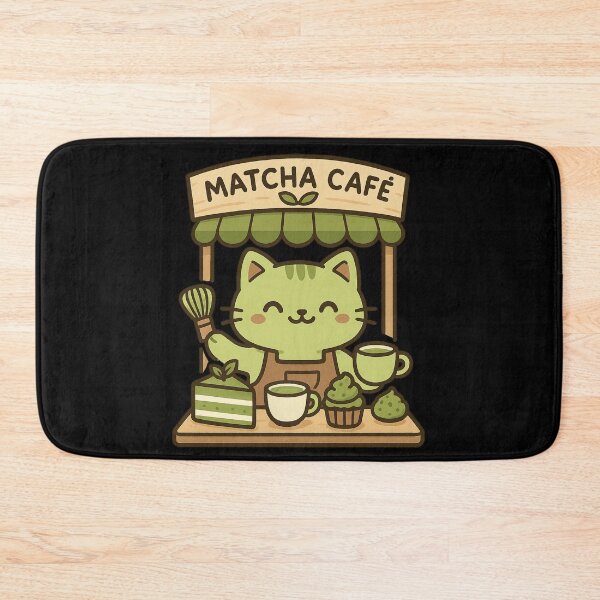 Item preview, Kawaii Cat Matcha Cafe designed and sold by Prints-by-Olaf.