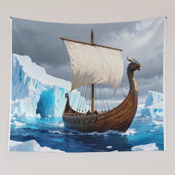 Item preview, Viking Ship Arctic Waters Art | Norse Mythology designed and sold by RojoyDesigns.