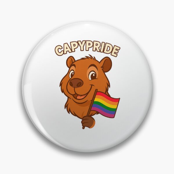 Item preview, CapyPride – Cartoon Capybara with Pride Flag designed and sold by CapyToon.