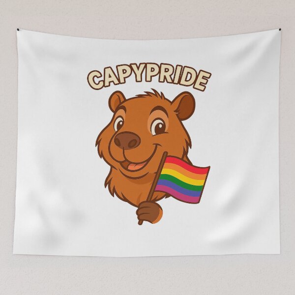 Item preview, CapyPride – Cartoon Capybara with Pride Flag designed and sold by CapyToon.