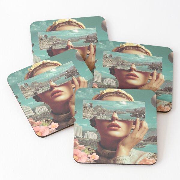 Item preview, Surreal Landscape Vision, Surreal female portrait with futuristic glasses reflecting landscapes designed and sold by Jirka Svetlik, Studio Illuvision.