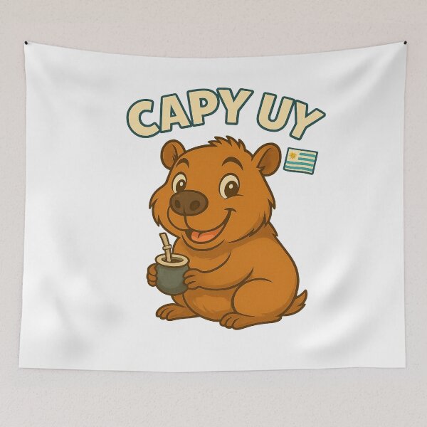Item preview, Capy UY – Cute Capybara with Uruguayan Flag and Mate designed and sold by CapyToon.
