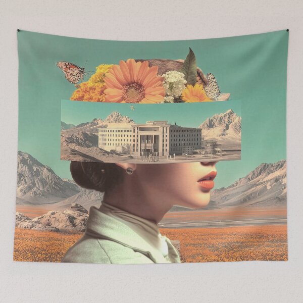 Item preview, Surreal Portrait with Architectural Landscape and Flowers designed and sold by Jirka Svetlik, Studio Illuvision.