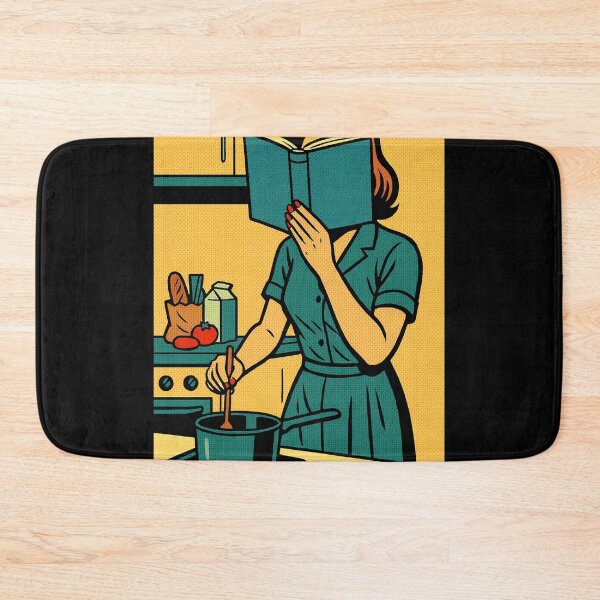 Item preview, Book Addict Retro Comic Sticker – Cooking While Reading Pop Art Design designed and sold by JacobKAurumhead.