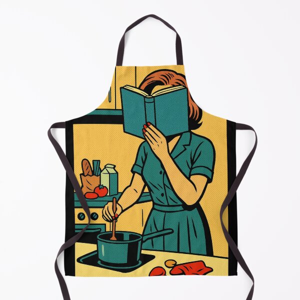 Item preview, Book Addict Retro Comic Sticker – Cooking While Reading Pop Art Design designed and sold by JacobKAurumhead.
