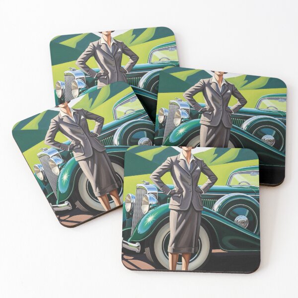 Item preview, The Motorcar Proprietress - Original Art Deco Artwork designed and sold by elektronen.