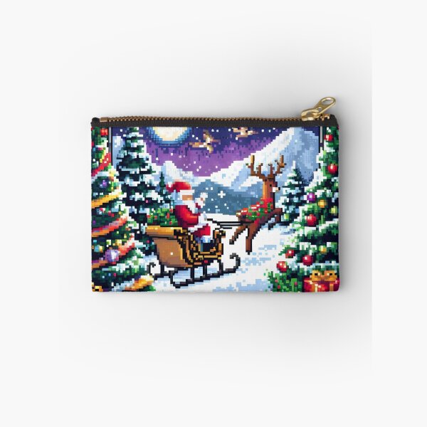 Item preview, Santa's Sleigh Ride in a Pixel Winter Wonderland. designed and sold by The-T-In-Retro.