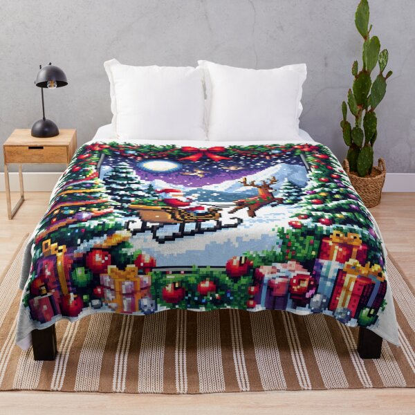 Item preview, Santa's Sleigh Ride in a Pixel Winter Wonderland. designed and sold by The-T-In-Retro.