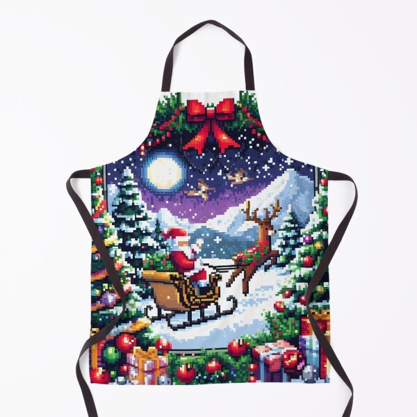 Item preview, Santa's Sleigh Ride in a Pixel Winter Wonderland. designed and sold by The-T-In-Retro.