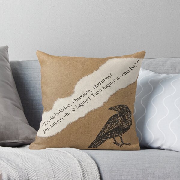 Item preview, Collage format large black crow tra-la-la-la-lee cherokee chereokee! I am so happy canvas throw pillow light brown textured background pillow designed and sold by Yinzer Gifts And More.