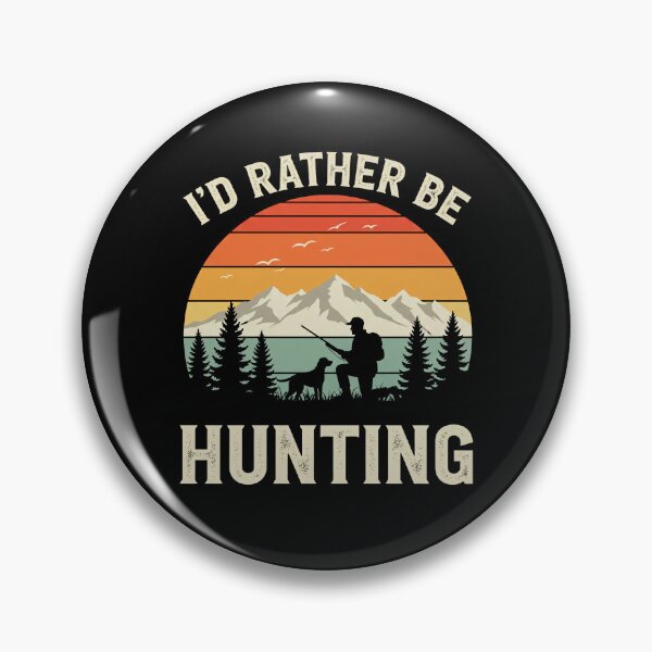 Item preview, Retro Hunting Sunset: Man, Dog & "I'd Rather Be Hunting" designed and sold by RojoyDesigns.
