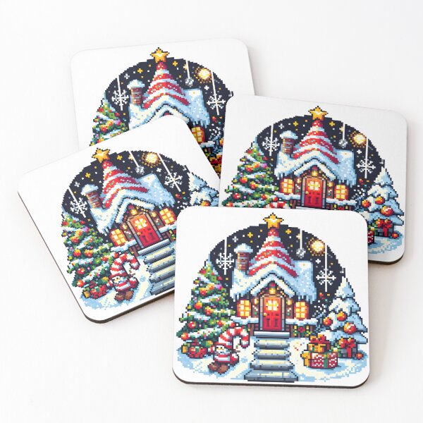 Item preview, Pixel Art Winter Wonderland Christmas Cottage. designed and sold by The-T-In-Retro.