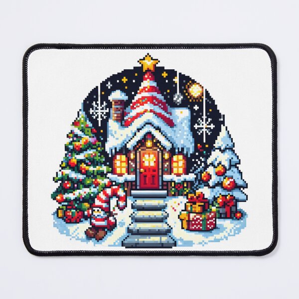 Item preview, Pixel Art Winter Wonderland Christmas Cottage. designed and sold by The-T-In-Retro.