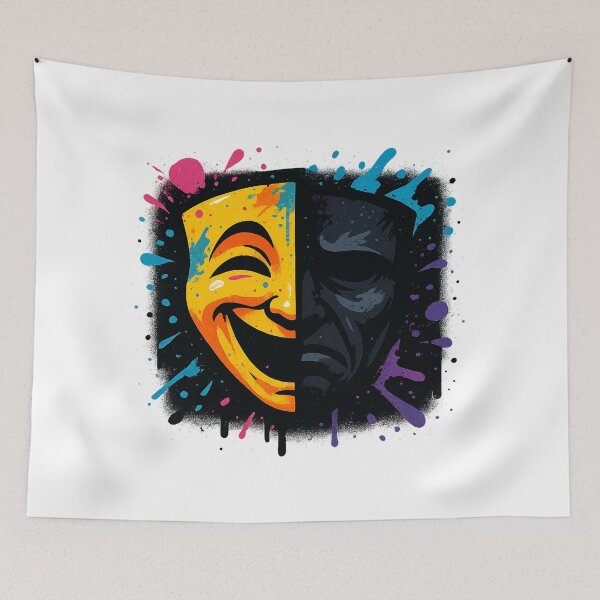 Item preview, Mask of Emotions – Duality Graffiti Tee designed and sold by PastimeMastery.