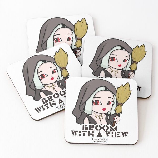 Item preview, Halloween Witch Broom with a View Kawaii Anime Girl Design designed and sold by P-L-Sardines.