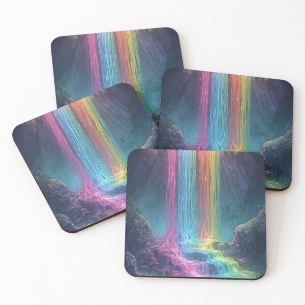Item preview, Vibrant Rainbow Waterfall Fantasy Art designed and sold by Mohamed  Ramadan.