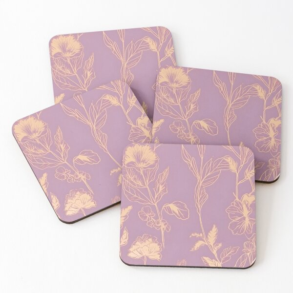 Item preview, Golden Vertical Botanical Lineart – Elegant Pale Purple Background designed and sold by EmeraldeaArt.