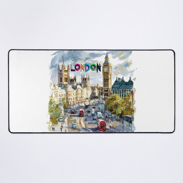 Item preview, London Cityscape – Big Ben & Double-Decker Bus Illustration designed and sold by DesignArtist.ia.