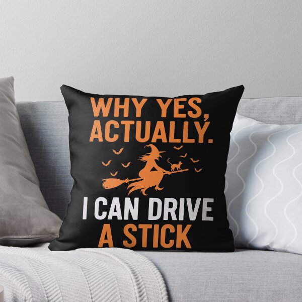 Item preview, Funny Halloween Witch Shirt – “Why Yes, I Can Drive a Stick” – Cute Witch and Cat Tee designed and sold by wabeen.