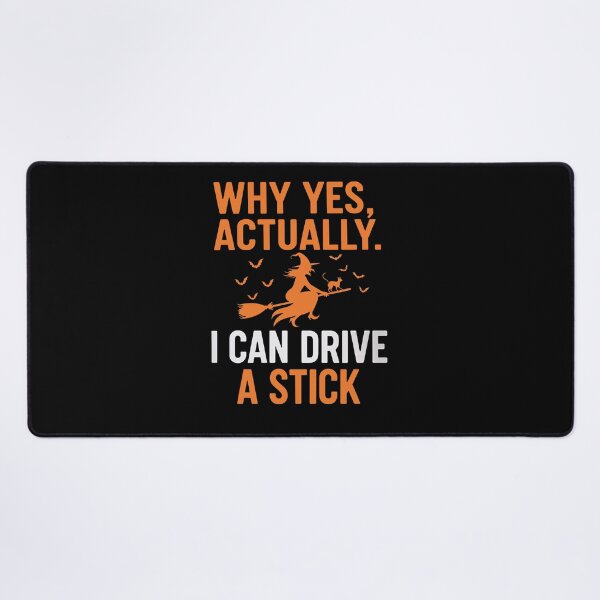 Item preview, Funny Halloween Witch Shirt – “Why Yes, I Can Drive a Stick” – Cute Witch and Cat Tee designed and sold by wabeen.
