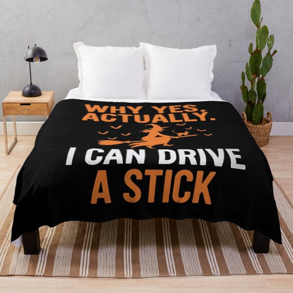 Item preview, Funny Halloween Witch Shirt – “Why Yes, I Can Drive a Stick” – Cute Witch and Cat Tee designed and sold by wabeen.