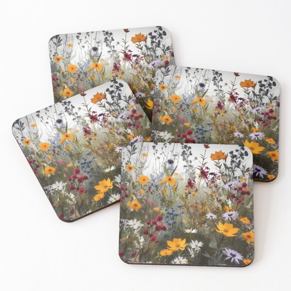 Item preview, Meadow Wildflowers – Tall Delicate Yellow Red and Blue Blooms designed and sold by EmeraldeaArt.