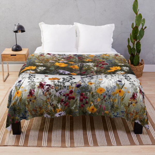 Item preview, Meadow Wildflowers – Tall Delicate Yellow Red and Blue Blooms designed and sold by EmeraldeaArt.