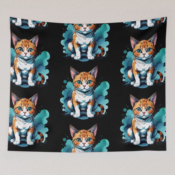 Item preview, Cute Cartoon Watercolor Cat Art – Playful Feline Illustration in Soft Watercolor Style designed and sold by RojoyDesigns.