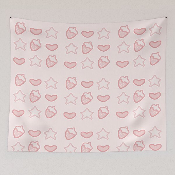Item preview, pixel art decora strawb pattern (all pink) designed and sold by cottonlacey.