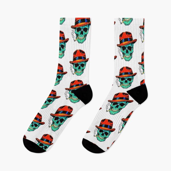 Item preview, Smoking Skull with Red Hat – Retro Gothic Design designed and sold by snoezelstudio.