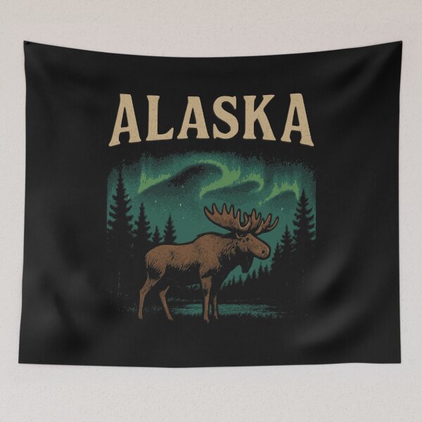 Item preview, Vintage Alaska Northern Lights Moose designed and sold by Gustavo Navarro.