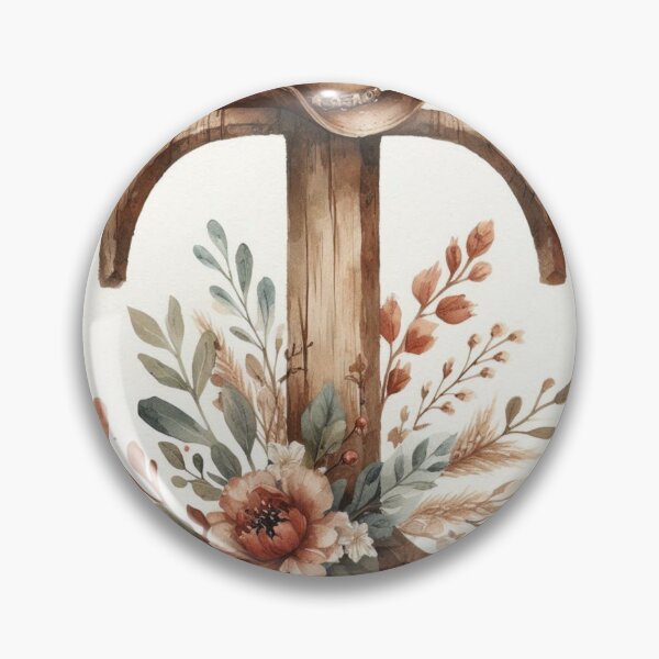 Item preview, Rustic farmhouse floral monogram T- western Letter art designed and sold by WF-Studio.