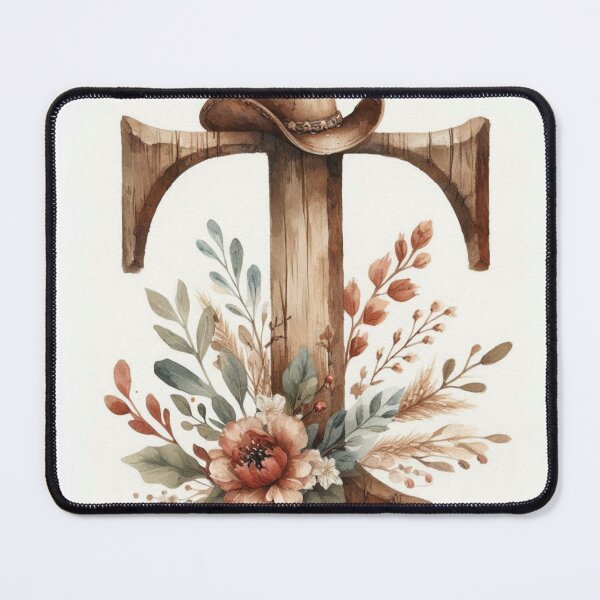 Item preview, Rustic farmhouse floral monogram T- western Letter art designed and sold by WF-Studio.
