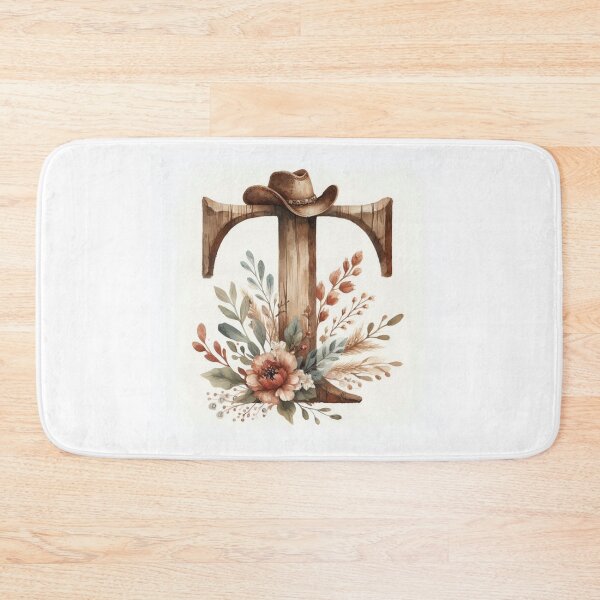 Item preview, Rustic farmhouse floral monogram T- western Letter art designed and sold by WF-Studio.
