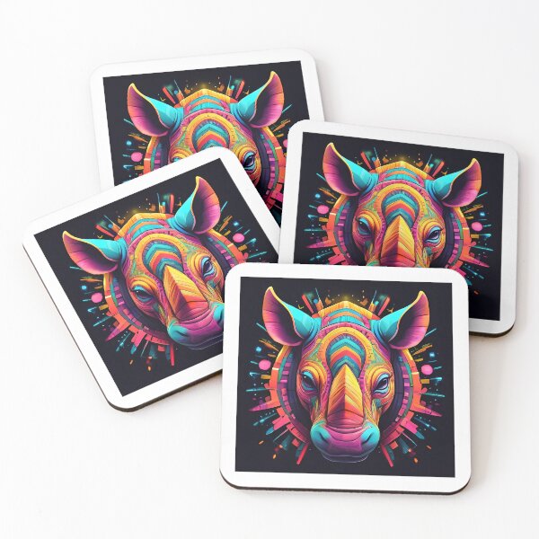 Item preview, Neon Rhino – Psychedelic Geometric Art Print & Design designed and sold by NikolaandAnchy.
