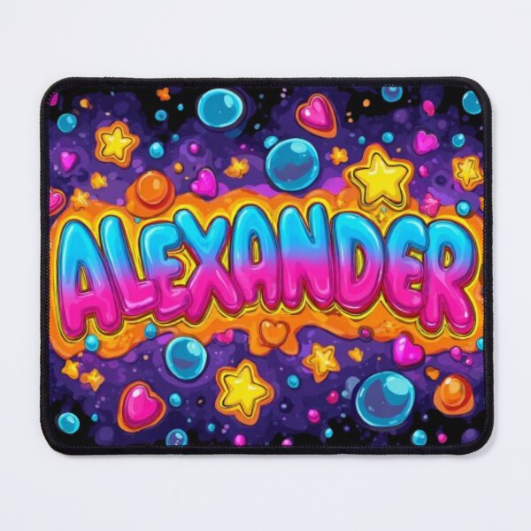 Item preview, Colorful 3D Name Alexander – Neon Bubble Letters with Stars and Hearts designed and sold by AlexLineArt.