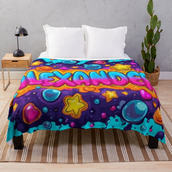 Item preview, Colorful 3D Name Alexander – Neon Bubble Letters with Stars and Hearts designed and sold by AlexLineArt.
