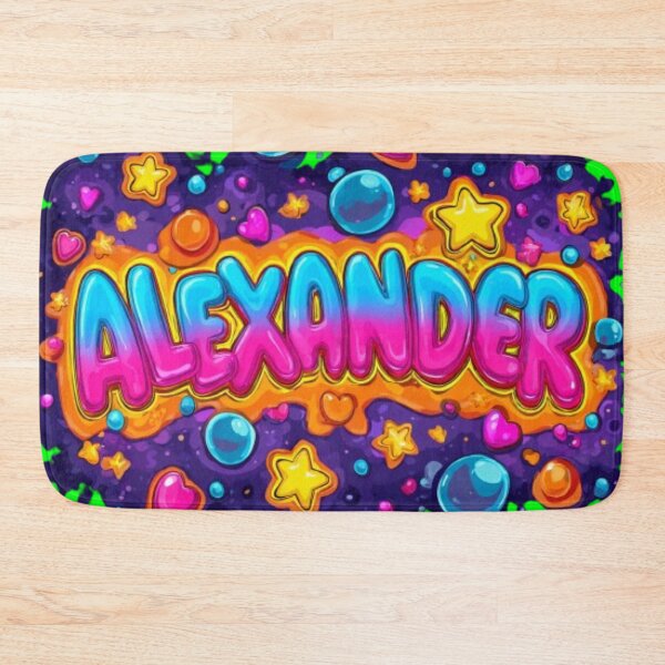 Item preview, Colorful 3D Name Alexander – Neon Bubble Letters with Stars and Hearts designed and sold by AlexLineArt.