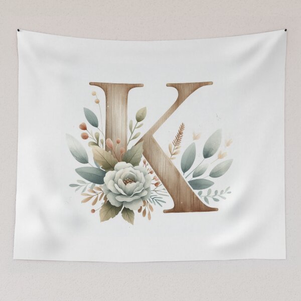 Item preview, Farmhouse Floral Monogram K – Rustic Western Wall Art designed and sold by WF-Studio.
