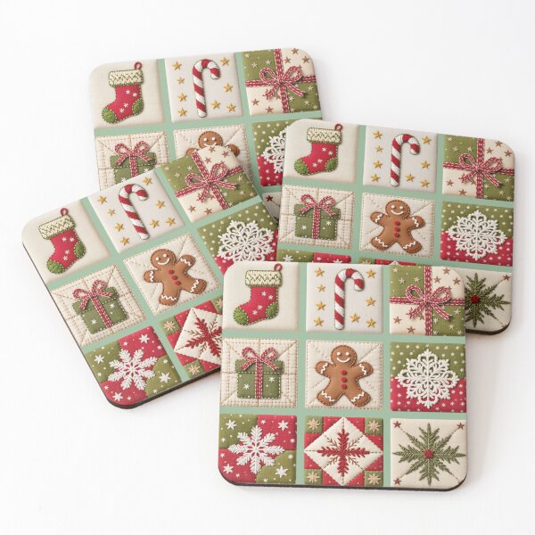 Item preview, Cozy Christmas Quilt Block Pattern Art designed and sold by Zhaar.