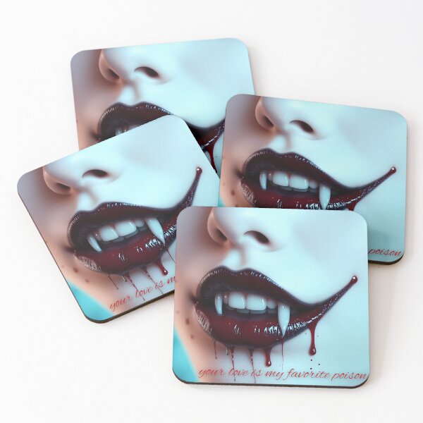 Item preview, Gothic Vampire Lips "Your love is my favorite poison" | Dark Romance Art designed and sold by EnigmaticGoth.