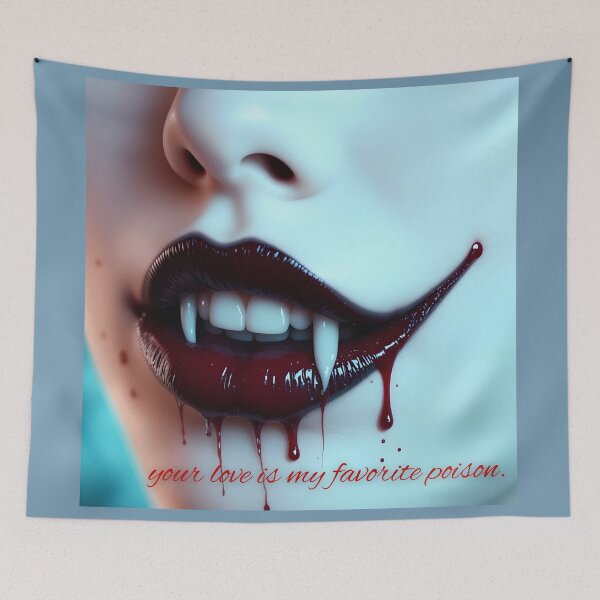 Item preview, Gothic Vampire Lips "Your love is my favorite poison" | Dark Romance Art designed and sold by EnigmaticGoth.