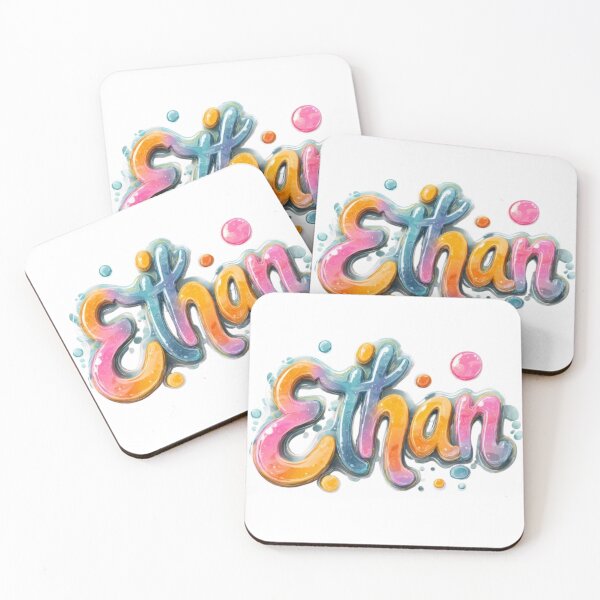 Item preview, Colorful 3D Name Ethan – Neon Bubble Letters Design designed and sold by AlexLineArt.